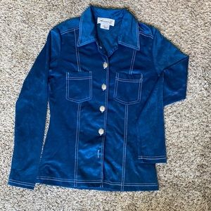 Medium Royal blue button down velvet feeling shirt